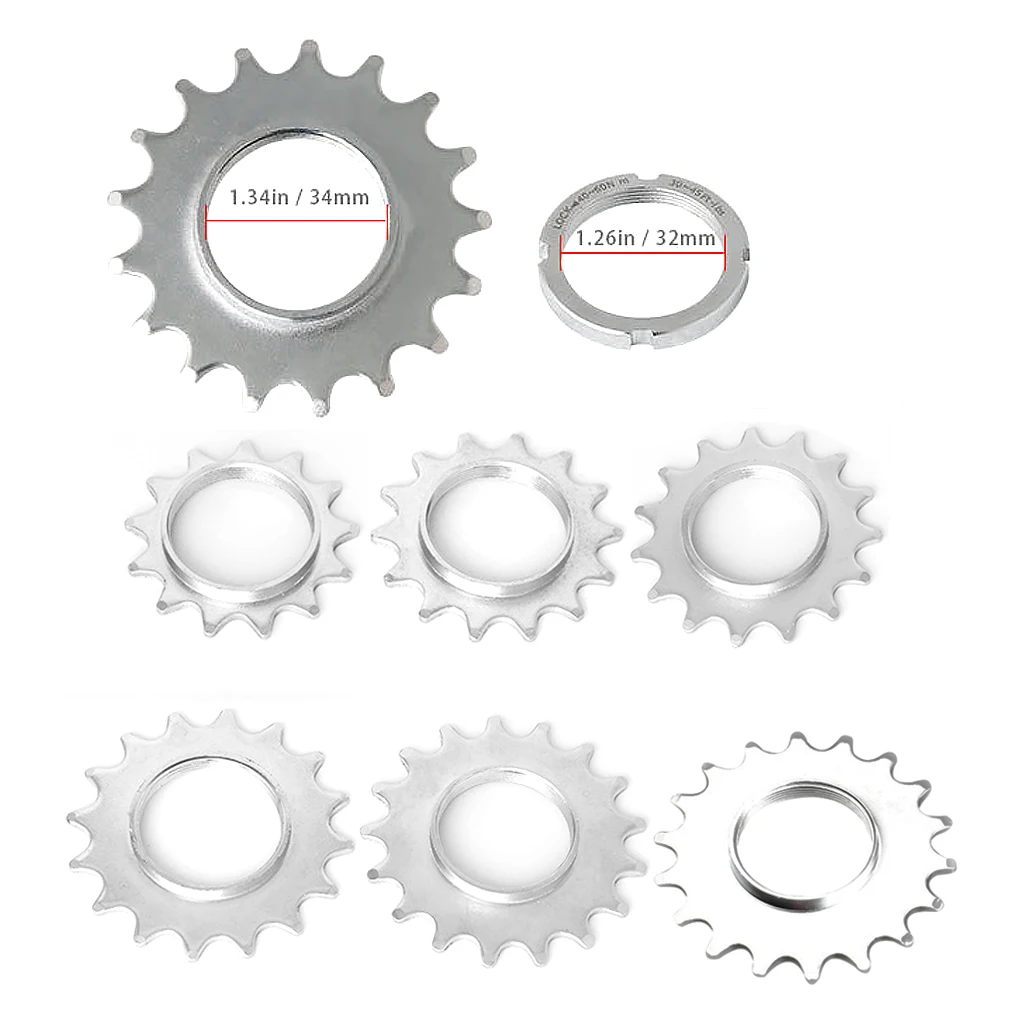 Single Speed Fixed Gear Mountain Bike Wheel Cogs Bicycle Sprocket Lockring Kit Crankset Accessories Replacing Parts 16T