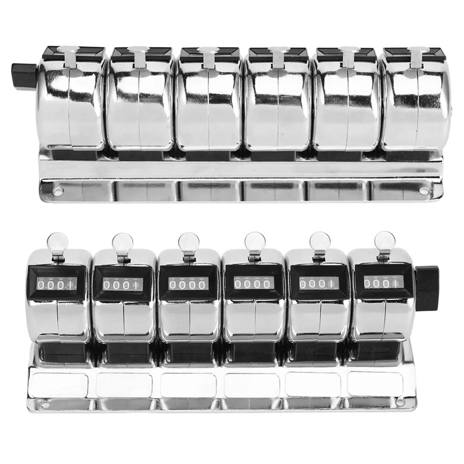 Mechanical Counter Metal Manual Clicker 4‑Digit Conjoined 6 Units Stainless Steel Tally