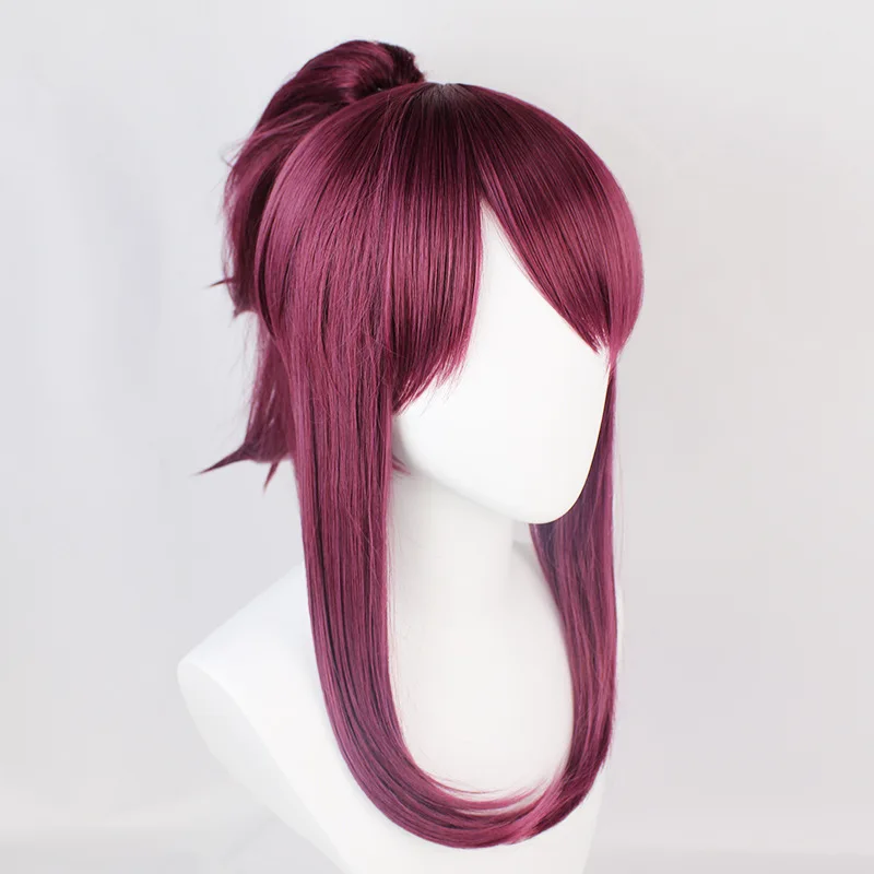 LOL KDA Akali The Rogue Assassin Akali Mixed Purple Ponytail Clip Heat Resistant Hair Cosplay Costume Wig