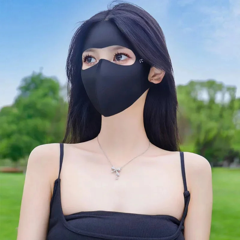 1/2 Stück Sommer-Vollgesichtsmaske, Sonnenschutz, für Männer und Frauen, Gesichtsmaske für Outdoor-Reisen, Ice Sense, atmungsaktives elastisches Gesicht