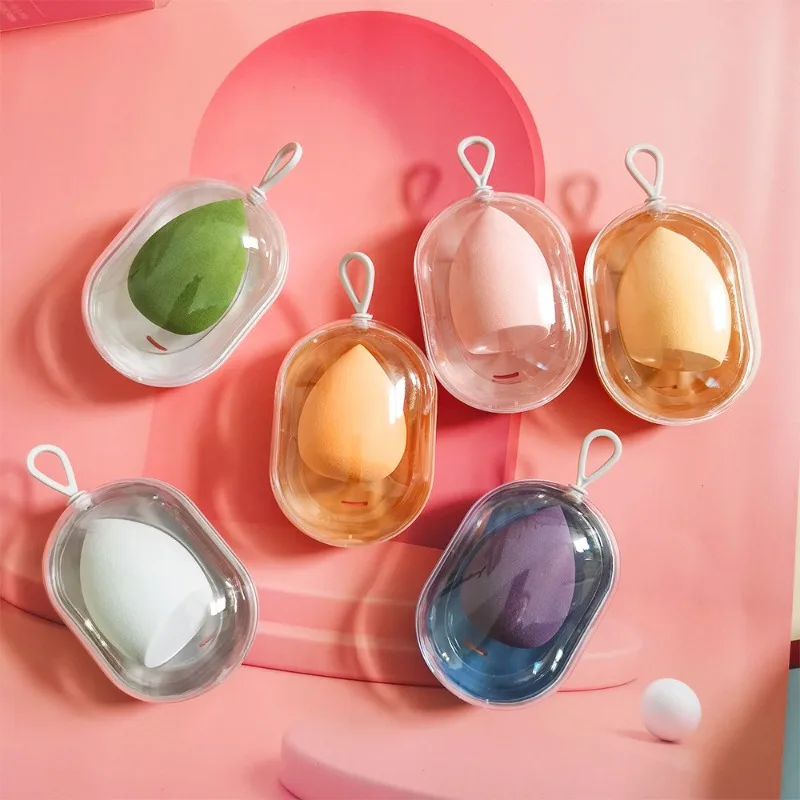 Makeup Sponge Storage Box - Transparent Case with Soft Handle & Ventilation Holes (Breathable Organizer for Beauty Blenders)