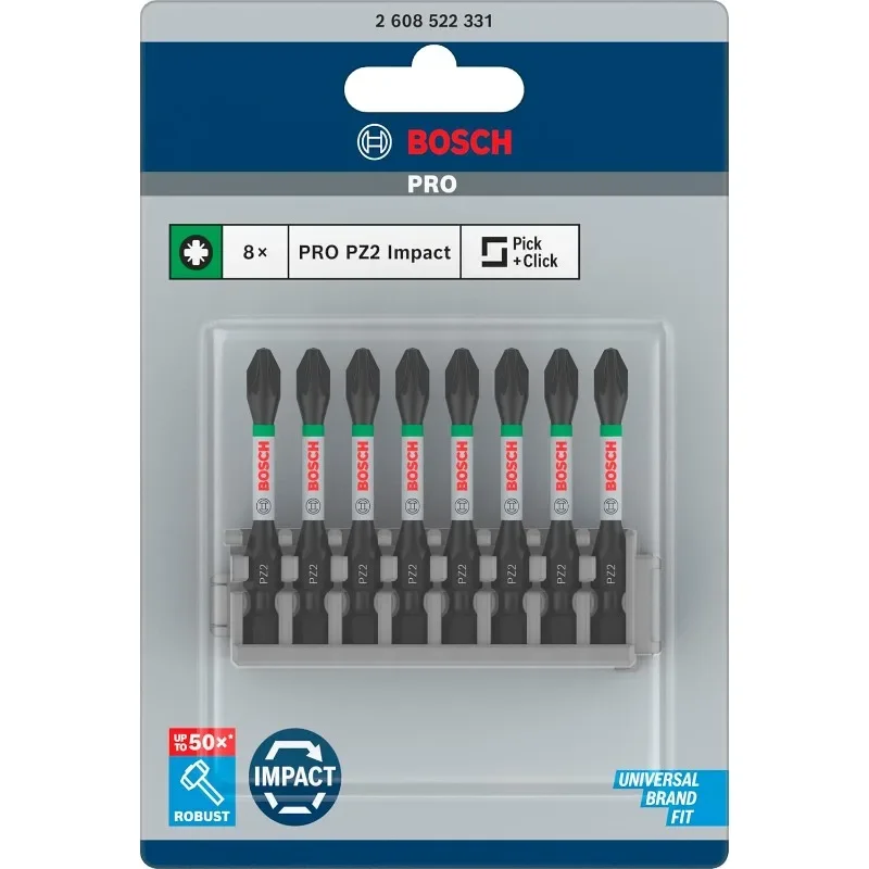 BOSCH 2608522331 Professional 8pcs Screwdriver Bit Set With Impact Control PZ2 Bits Impact Drill Accessory Bosch Accessories