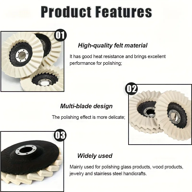 115mm Wool Felt Polishing Pad Sturdy Angle Grinder Louver Polishing Disc for Metal Ceramic Polishing Wheel Grinding Tool
