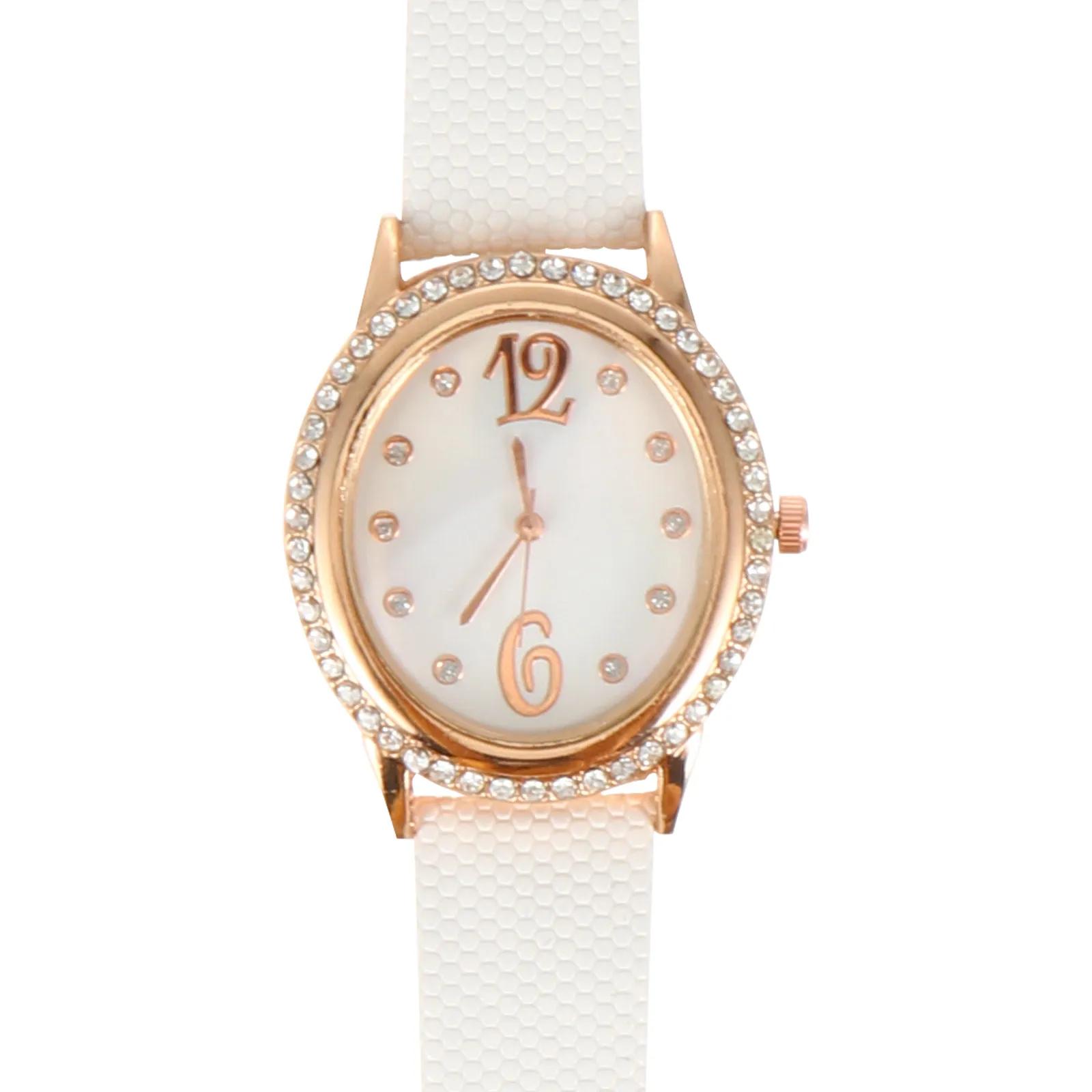 Premium Diamond Studded Women Quartz Watch Oval Shape Strap Sophisticated Elegant Look Accurate Timekeeping Lady