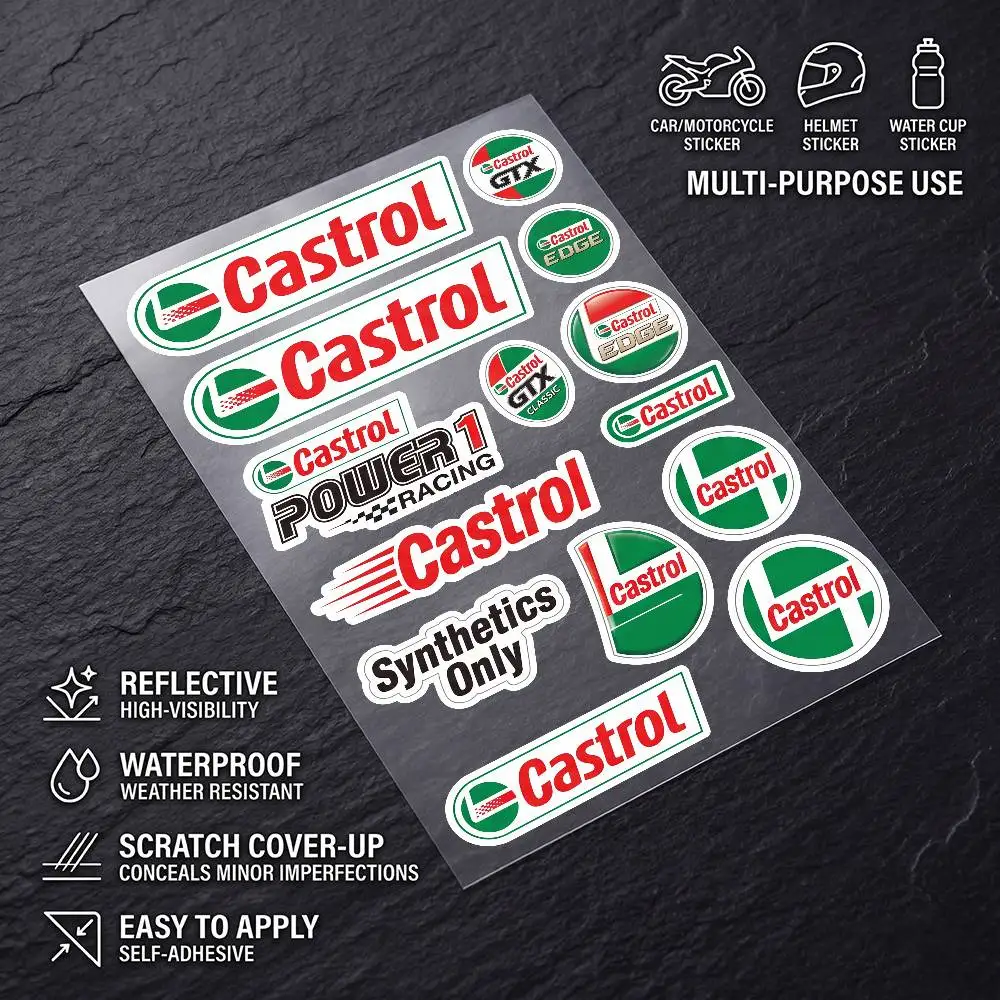 for Castrol Waterproof Reflective Scratch Cover Sticker Universal Decor Decal For Car Motorcycle Helmet Refrigerator