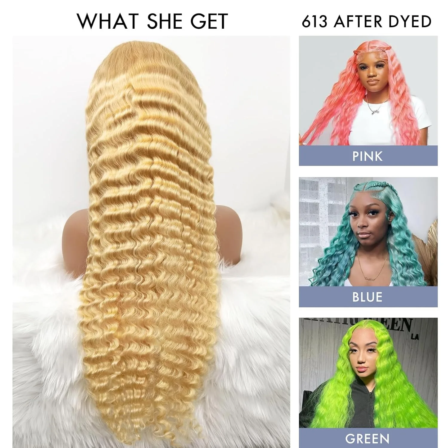 613 Deep Wave HD Lace Frontal Wig  Density Long Blonde Curly Wig Water Wave 613 Wig Pre Plucked With Baby Hair for Women image 4