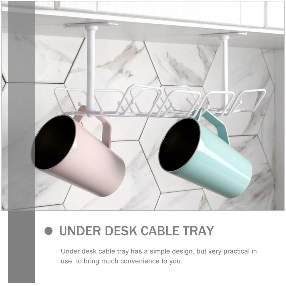 1 set 1 Set Under Desk Cable Organizer Tray Plastic Cable Management Basket For Home Office Desk Cord Storage No Punching Needed