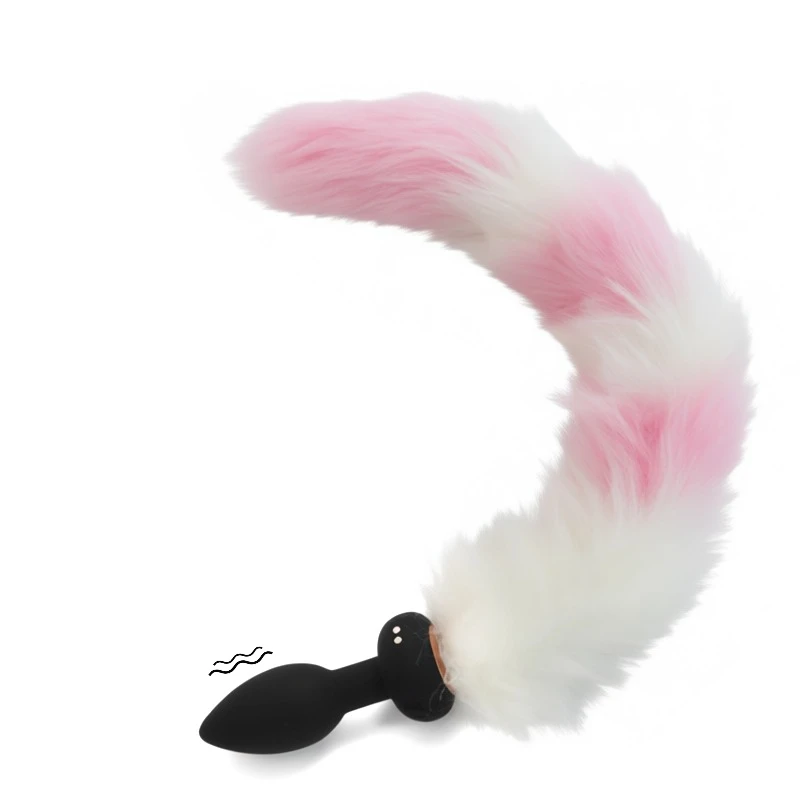 Men Prostate Massager 10 Mode Vibration Fox Tail Anal Plug Unisex Cosplay Prop Anal Vibrator Butt Plug Anal Vibrating Sex Toys