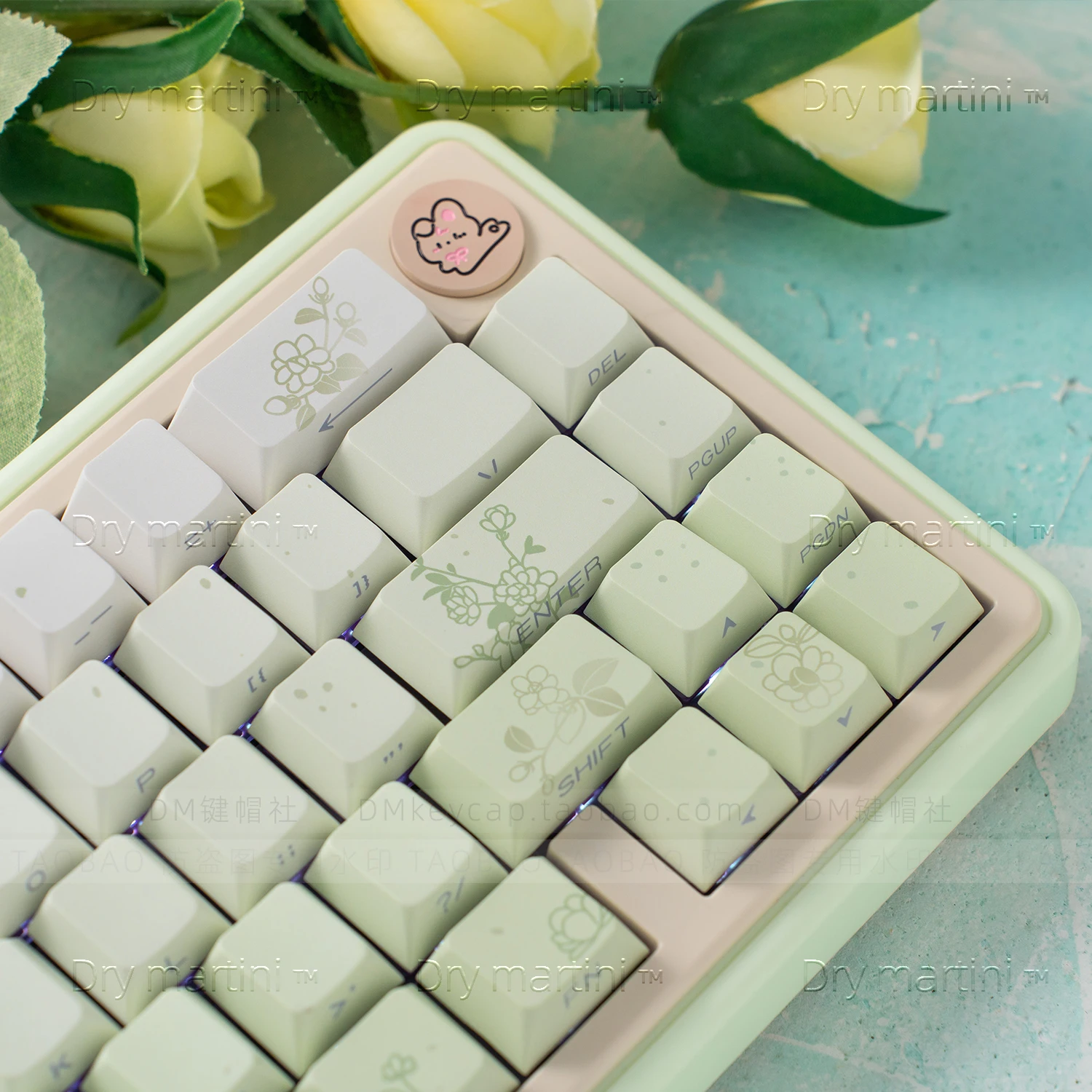 Jasmine in the fog theme flower language side engraved transparent keycap original PBT five-sided sublimation 68/84/87/98/108 - Image 5