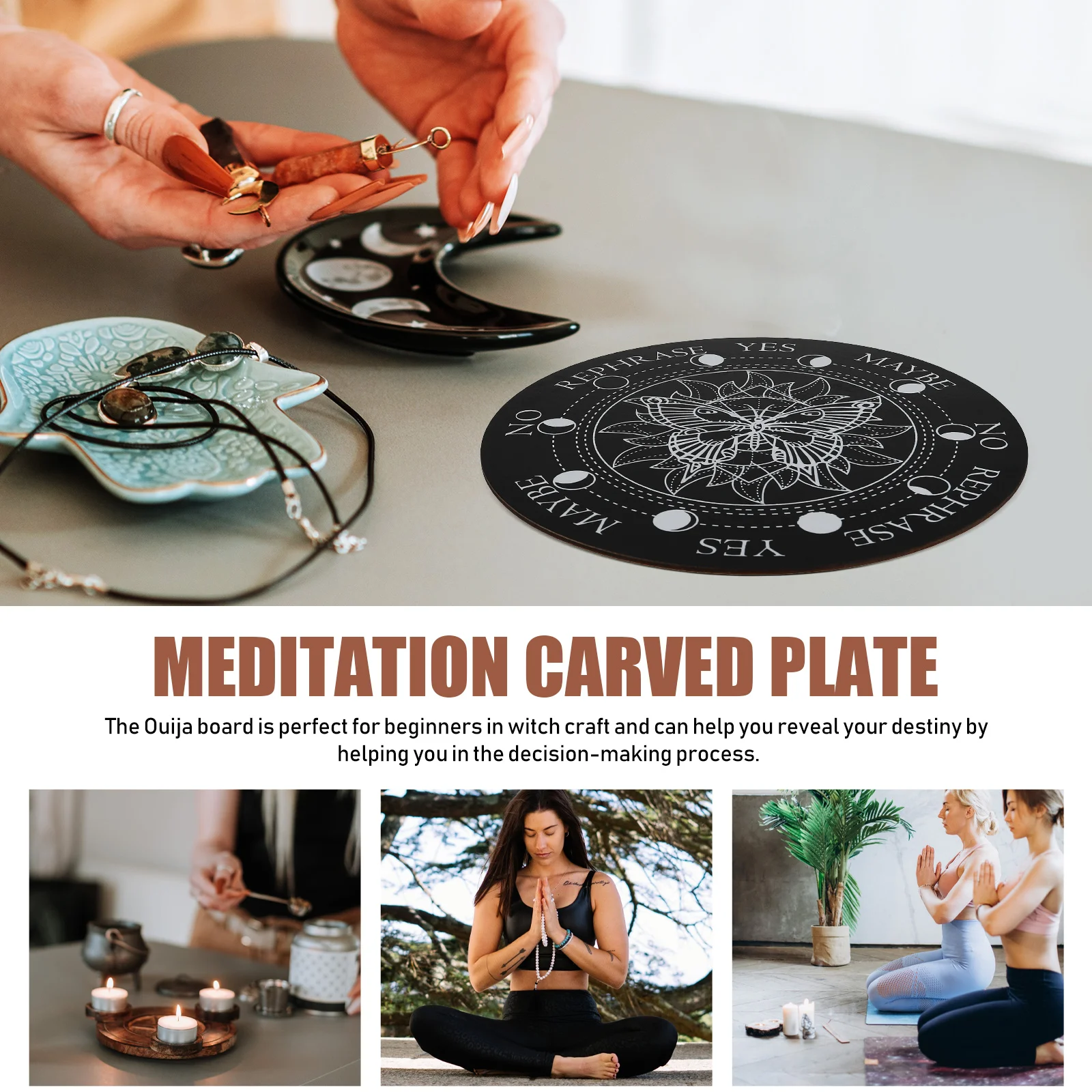 Household Gadgets Seven Star Array Decor Wooden Energy Plate Meditation Crystals