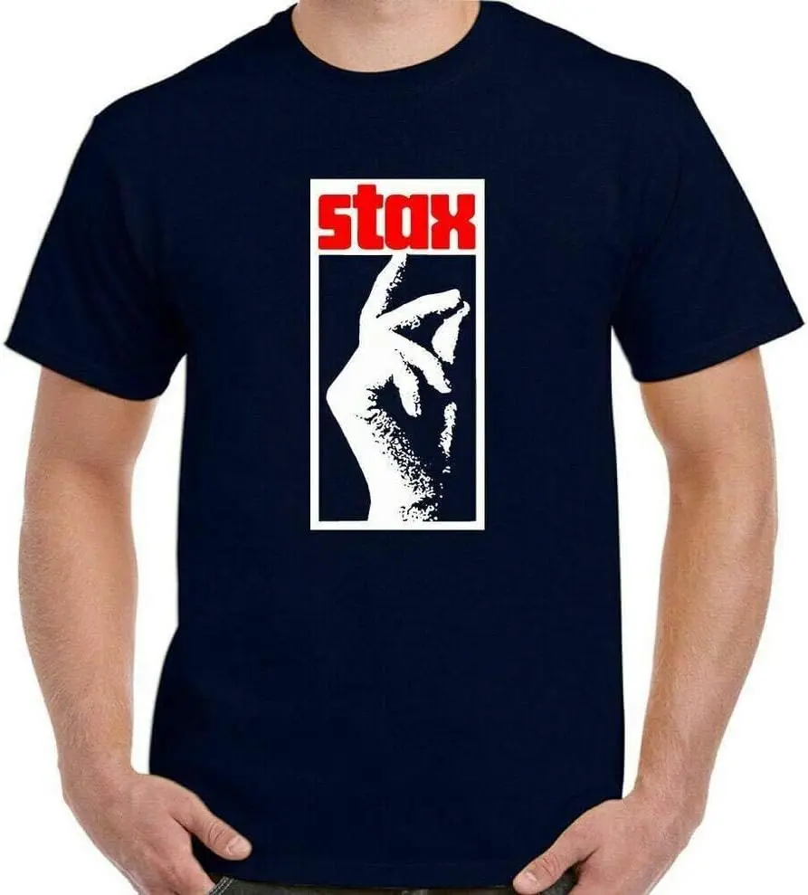 STAX Records T-Shirt Music Label Mens Northern Soul Top Otis Reading Isaac Haye Black One Size