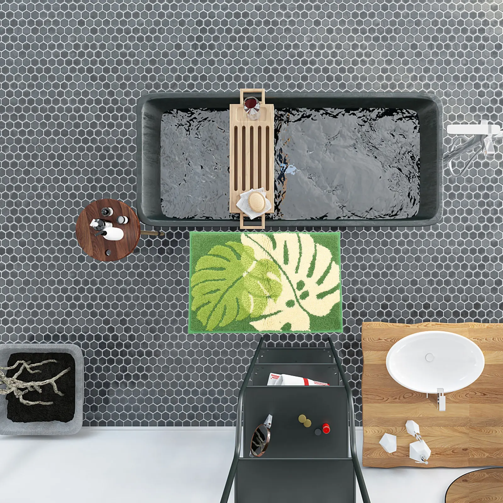 

Leaf Non slip Floor Mat Polyester Bedroom Rug Decorative Carpets Aesthetic Bath Kitchen Hallway Door Mat Water Absorption Leaf