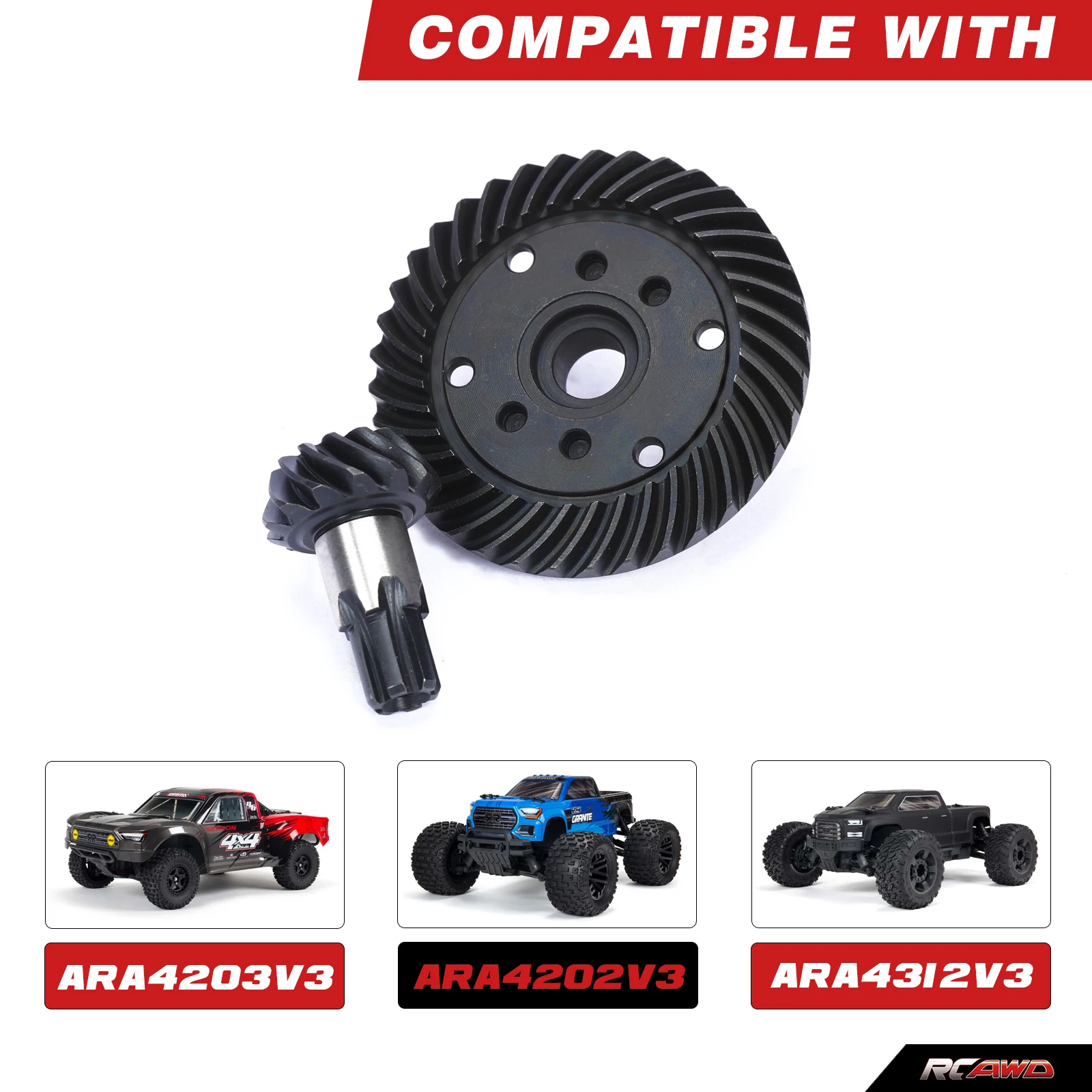 40CrMo super heavy duty Steel Helical Diff Ring Pinion (37T/13T) for ARRMA Mega, 3S and 4S BLX Vehicles upgrade parts