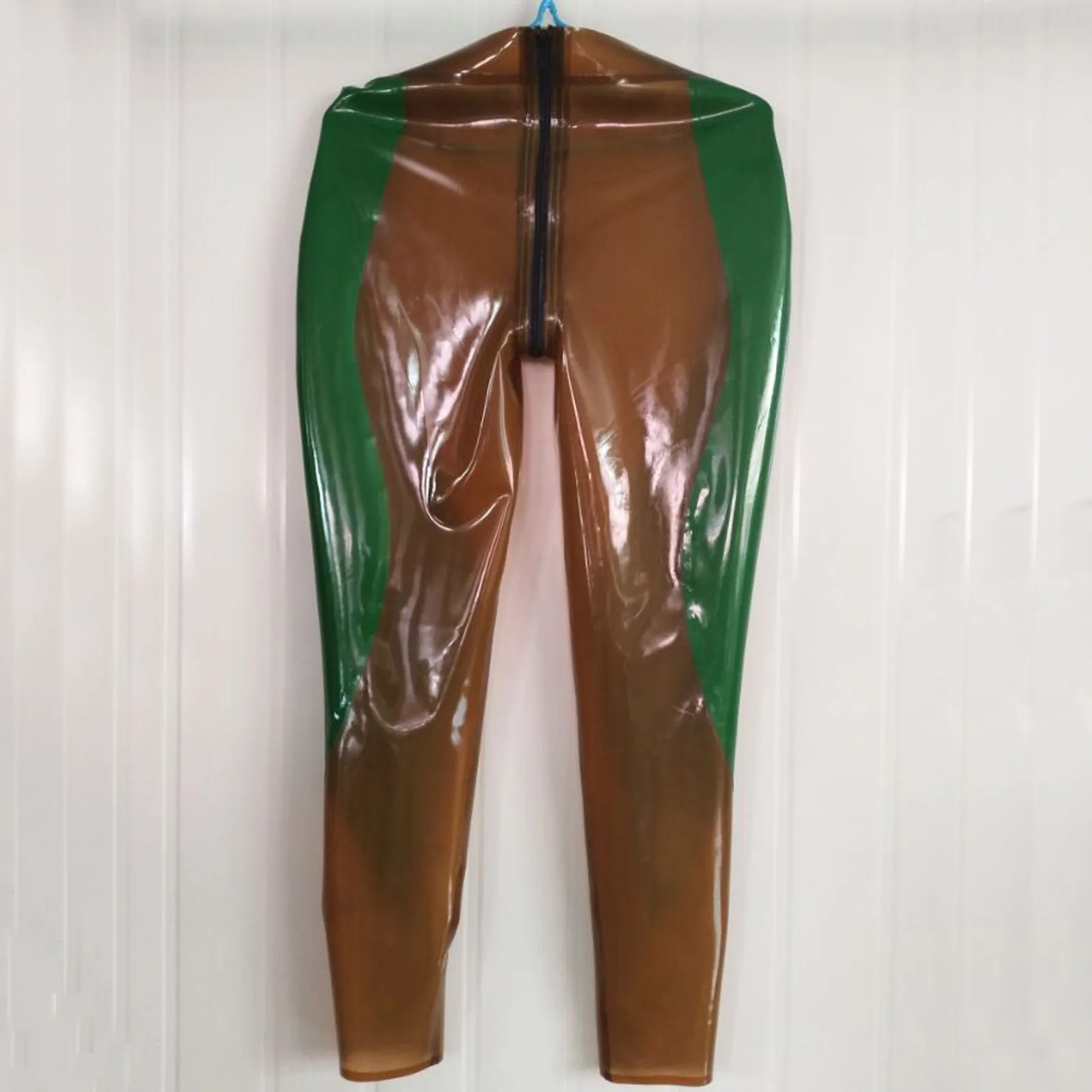 

100% latex Rubber Gummi Brown and Green Patchwork Pants, motorcycle, cosplay, party, custom xs-xxl 0.4 mm