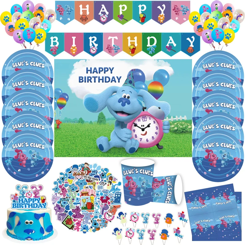 Set di stoviglie usa e getta per feste a tema Cartoon Blues Clues, sacchetti regalo per piatti, decorazioni per tazze, compleanno, forniture per