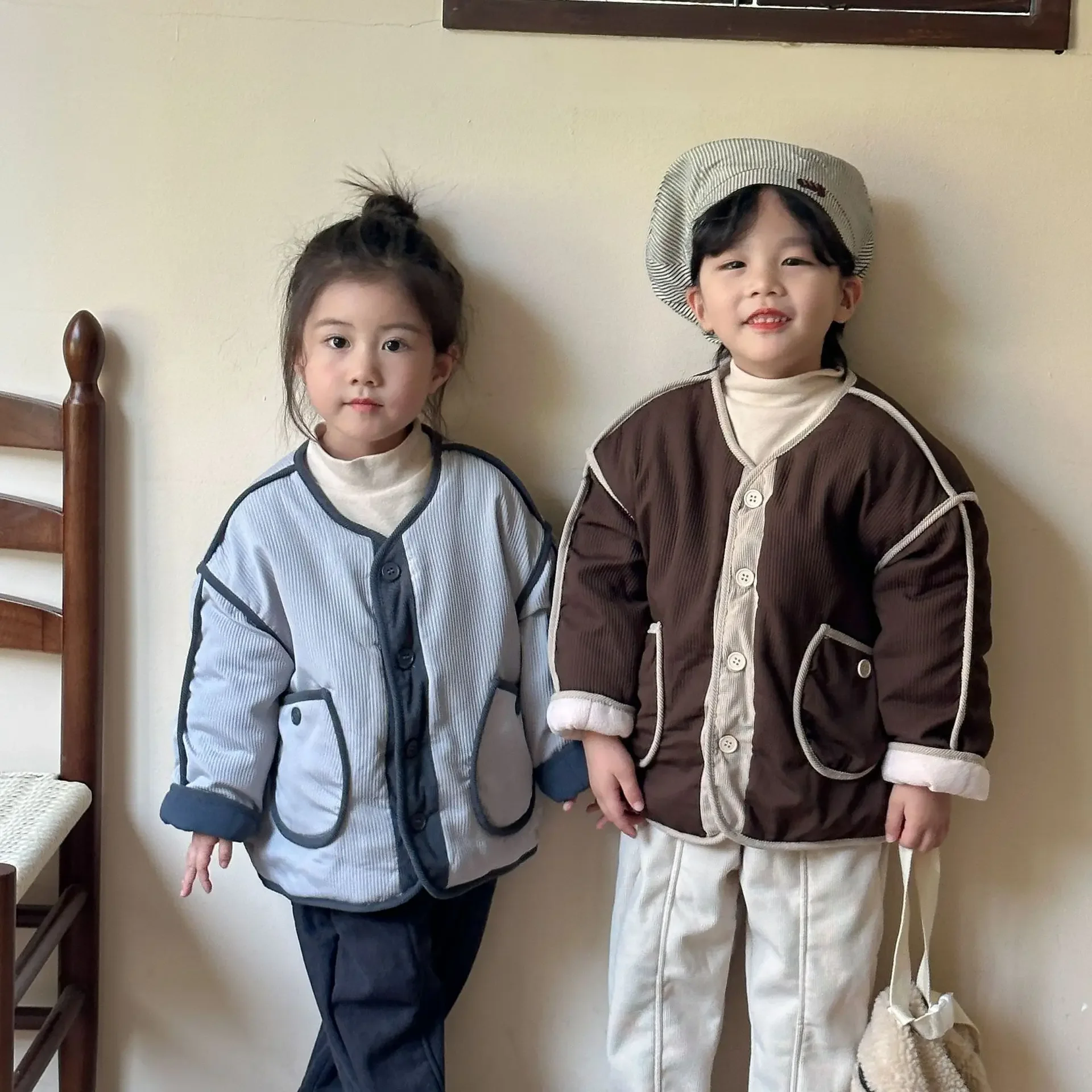 2024 Winter Children's Corduroy Fashion Thick Cotton Clothing image 3