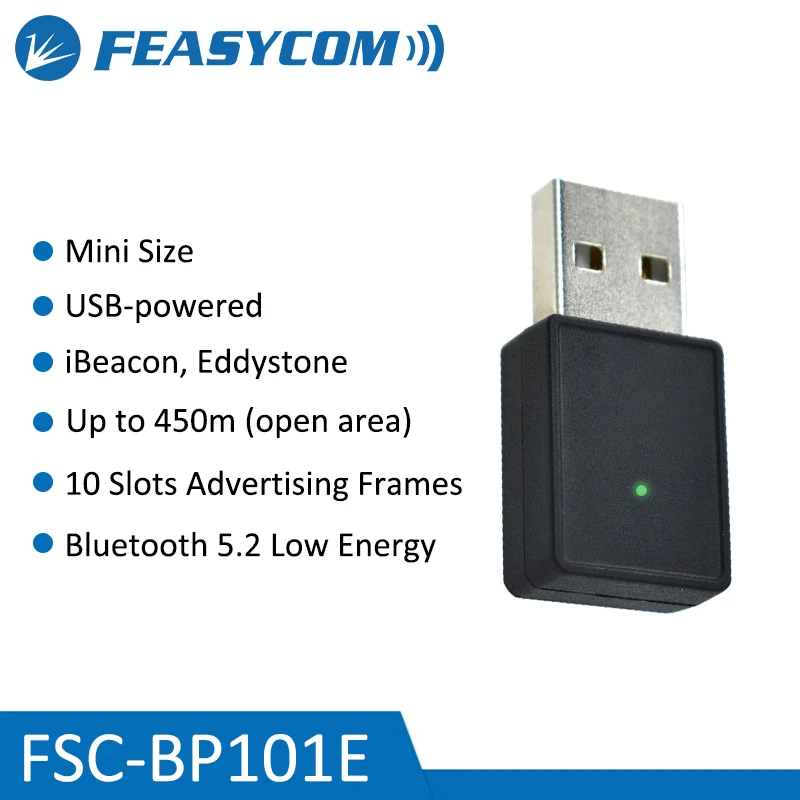 

FeasyBeacon Bluetooth 5.2 Эддизон с низким энергопотреблением, маленький размер BT iBeacon FSC-BP101E USB BLE Beacon для бизнес-маркетов