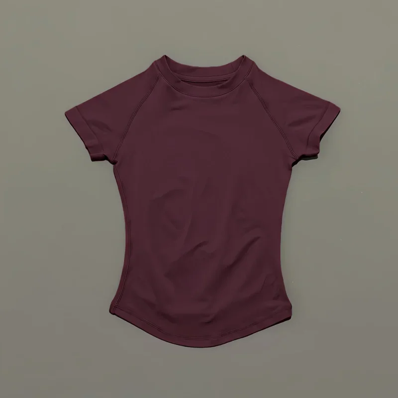 HISTELLO Sport-Kurzarmshirt für Damen, Gym-Yoga-Top, Trainingskleidung, Sport-T-Shirt, Fitness, Activewear, Lauf-Tight-Tops – Detail 15