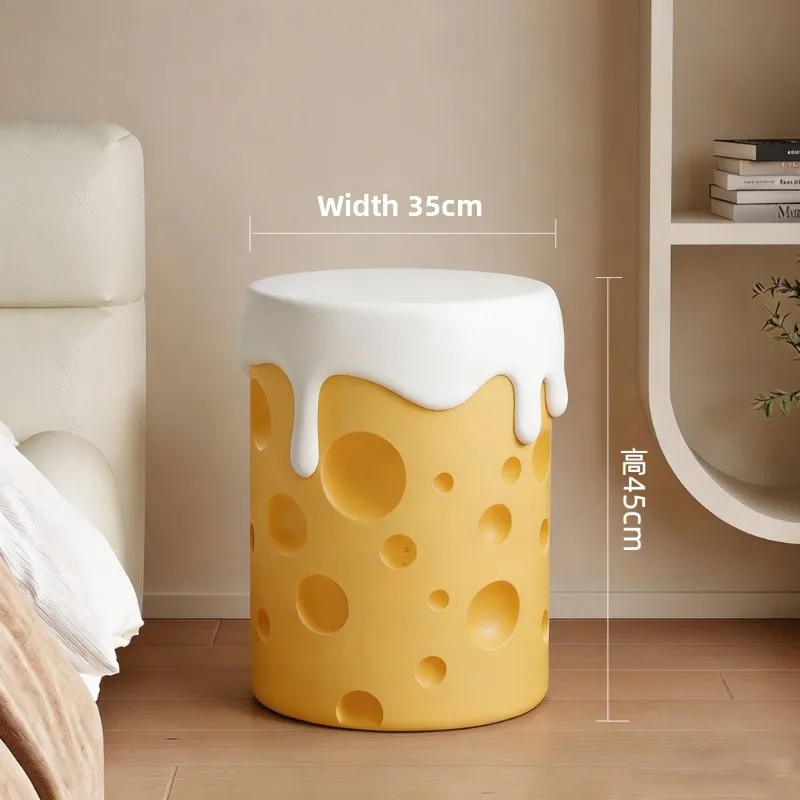 Cream Style Resin Stool Cheese Shape Bedroom Floor Nightstand Living Room Sofa Side Table Stable Decor Ornament for Home Gift - view 6