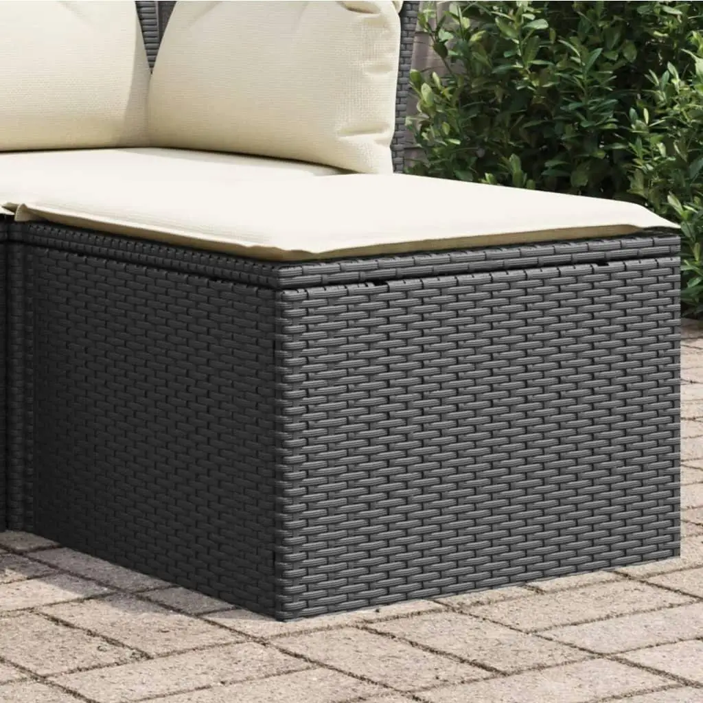 

Garden Stool Black PE Rattan with Powder Coated Steel Frame Polyester and Foam Cushion Outdoor Furniture