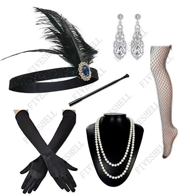 2023 Vintage 1920s Flapper Headband Gatsby Party Hair Accessories Sets 20s Hair Accessories for Costume Party Bachelorette Party