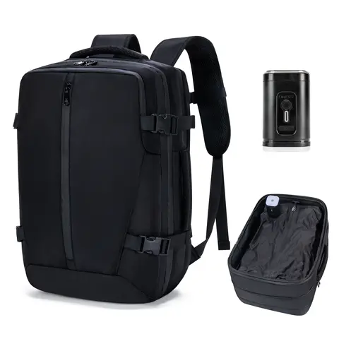 Travel Men 17 Inch Laptop Backpack 60L Expandable Vacuum Compression Backpack Business Large Capacity School Backpack Expand Outdoor Backpack With Electric Vacuum Pump