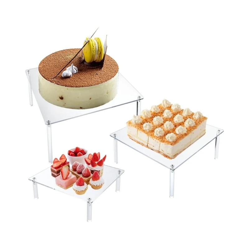 3x/set Acrylic Cake Holder Round Display Stands for Desserts 3-Leg Display Risers Clear Acrylic Jewelry Display Drop shipping