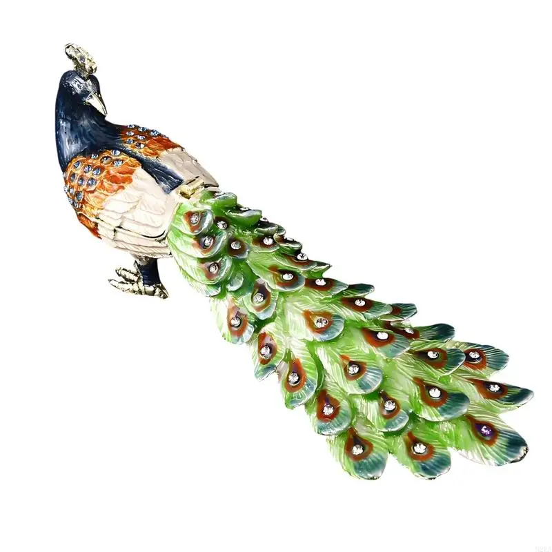 2026 New Hand Painted Jewelry Box Traditional Peacocks Pattern And Diamonds Detail