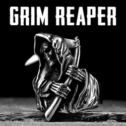 Grim Reaper Stylish Skull Men Rings Stainless Steel Women Jewelry Punk Retro New In Rock Fashion Accessories Gift Wholesale