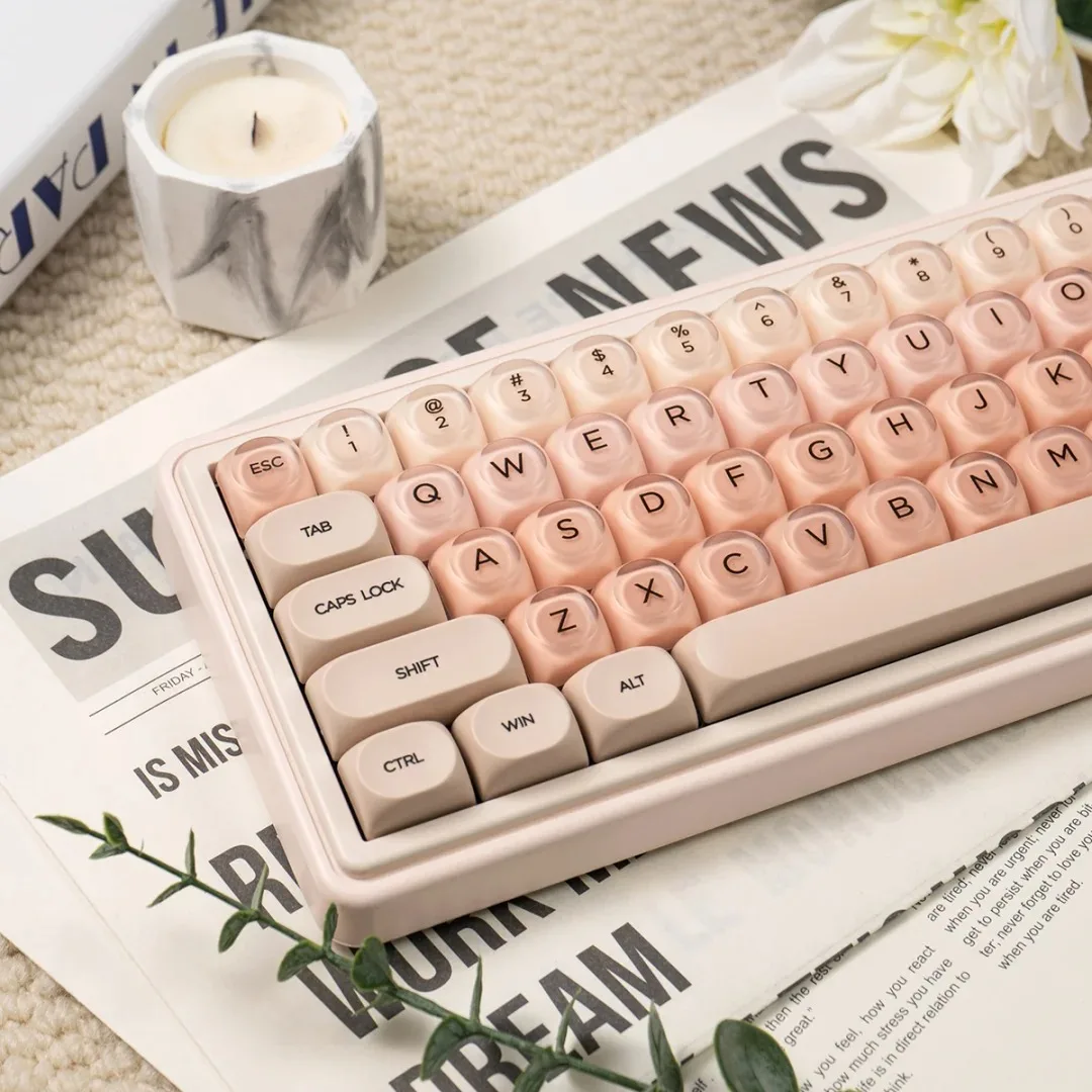 MAIMOOO Liquid Foundation Theme Keycap Set HOA Profile PBT+PC Translucent Frosted Matte Keycaps for Mechanical Keyboard 132 Keys