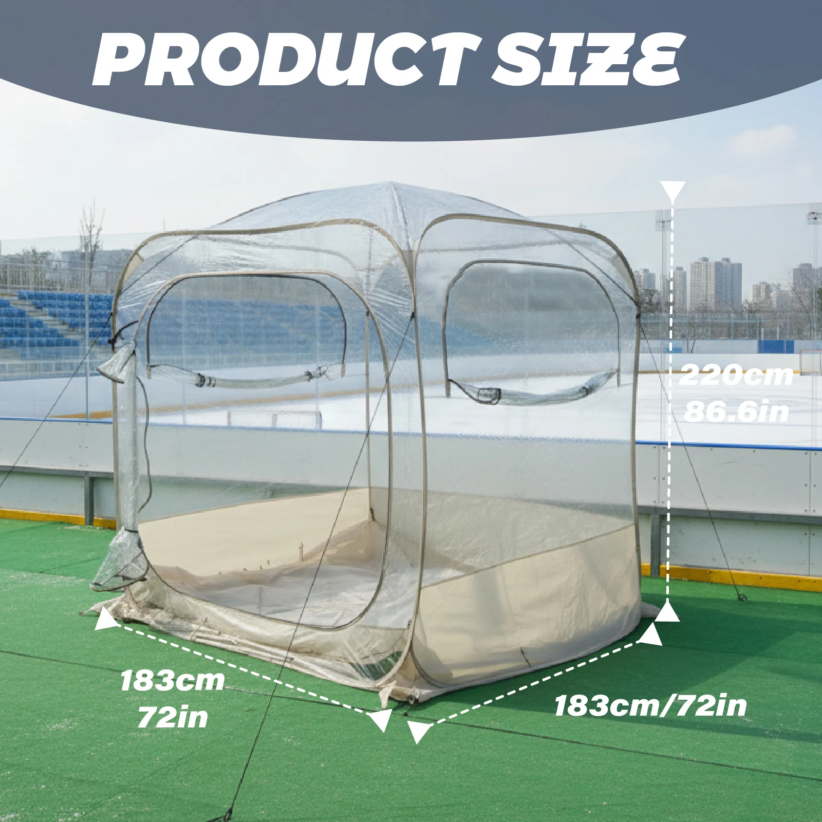Clear View Pop Up Spectator Tent Spacious Arch for Watching Ice Hockey Game Winter Camping