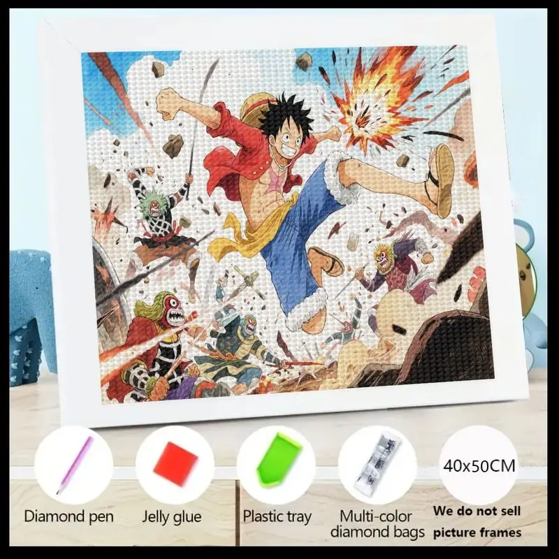 

1 шт. One Piece Luffy Action Scene 5D Набор для алмазной живописи, полная дрель DIY Аниме Манга Пират Приключения Кристалл Горный хрусталь Художественный набор