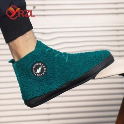 YRZL Winter Cotton Shoes Men High Top Warm Slip on Lightweight Slippers Men Plush Indoor Cotton Loafers Men Winter Warm Shoes