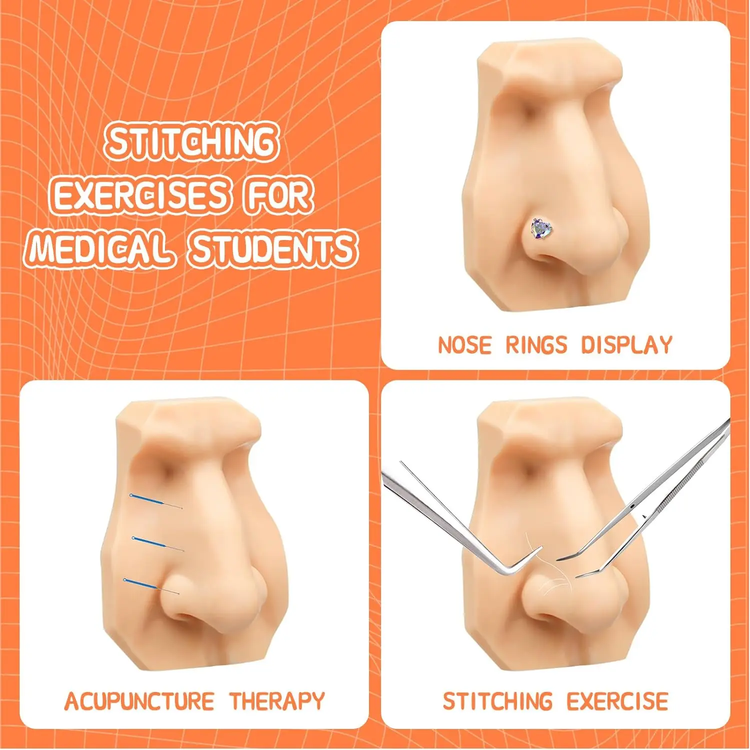 نموذج أنف من السيليكون، أنف صناعي واقعي، ممارسة جزء الثقب، أداة تعليم عارضة أزياء