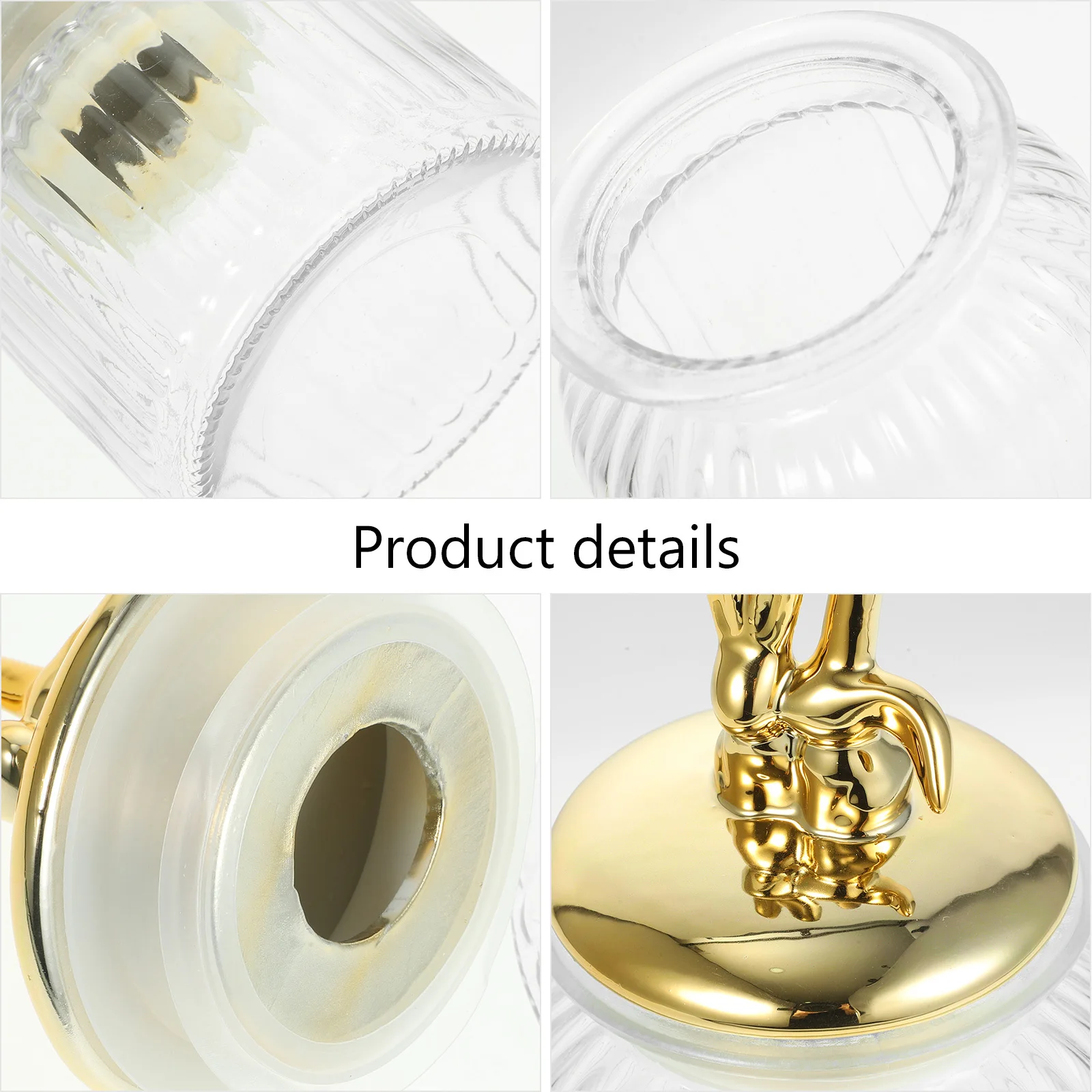 

Bunny Ear Glass Storage Canister Large Capacity Sealed Jar Kitchen Candy Container Clear Airtight Glass Jar for Tea Coffee Beans