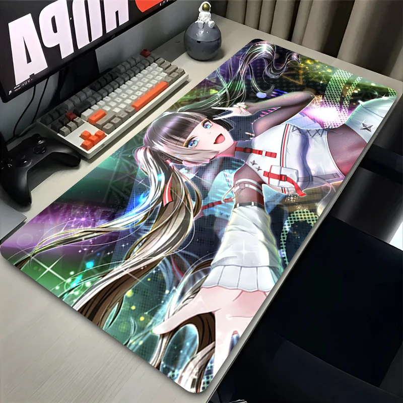 Virtual Idol المطاط ماوس حصيرة Vtuber J Kufuutei Raden أنيمي HD Priting Playmat مكتب لعبة الإبداعية أبيض وأسود حصيرة مكتبية