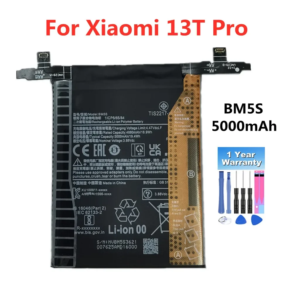 

BM5S Replacement Battery 5000mAh For Xiaomi K60 Ultra / Mi 13T Pro Phone Batteries + Free Tools