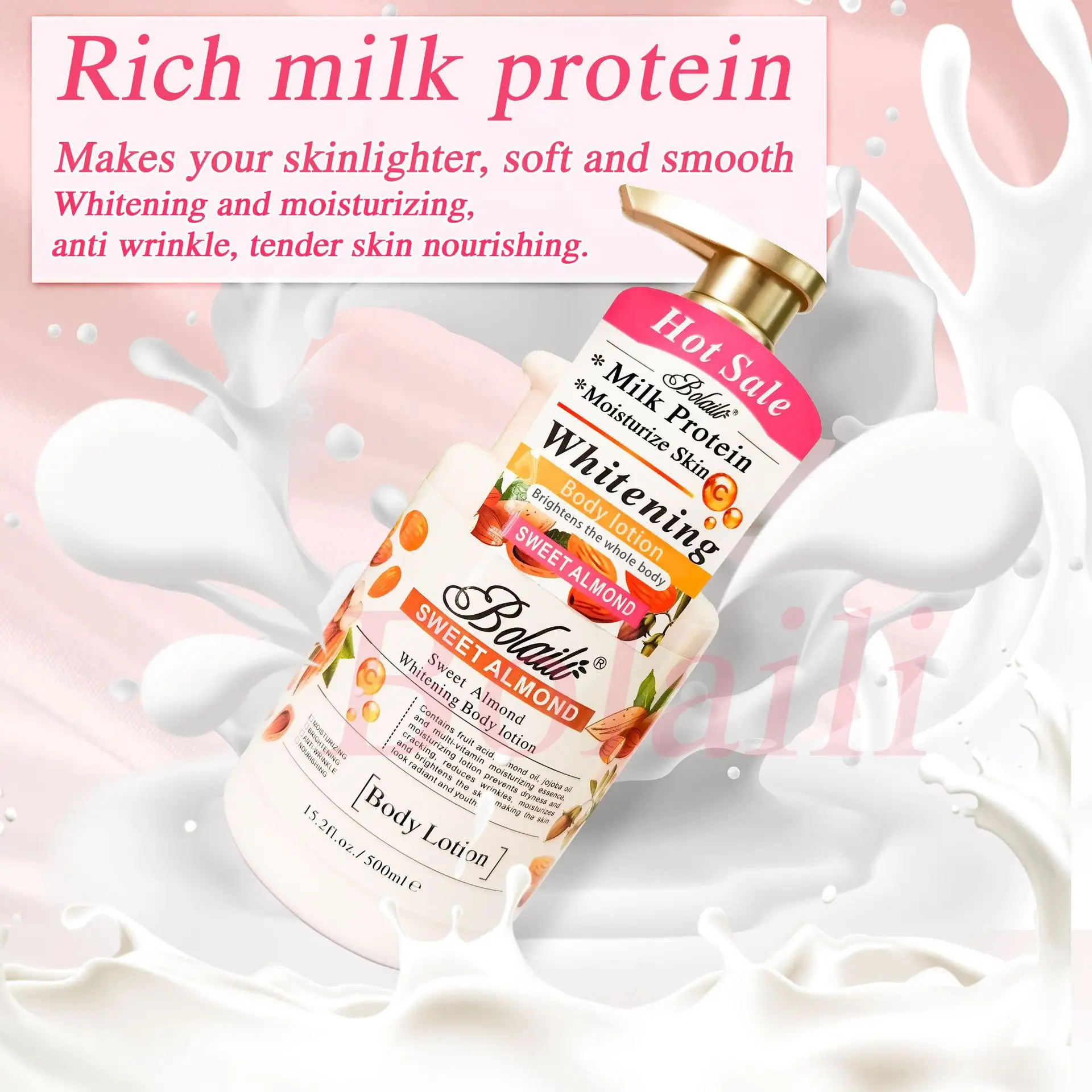 500ml Almond Whitening Body Lotion & Scrub Body Wash Exfoliating Moisturizing Whitening Skin Lightening Increase Skin Radiance