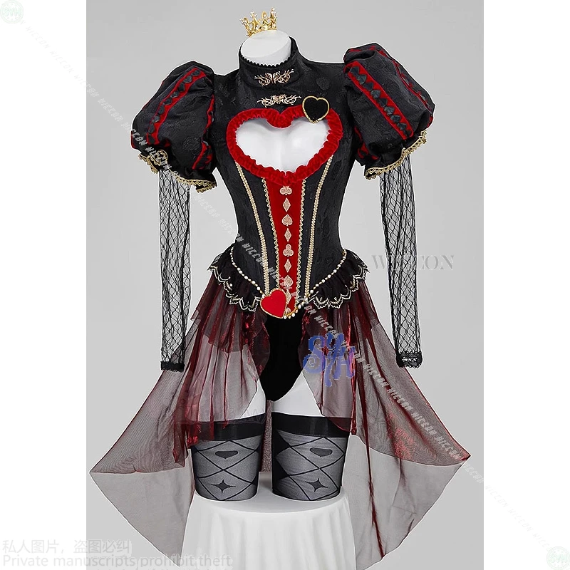 أنيمي الملكة مثير جوفاء خارج الحب أسود أحمر القوطية الرجعية لوليتا بذلة موضة Y2K الرعب حفلة الهالوين النشاط تأثيري