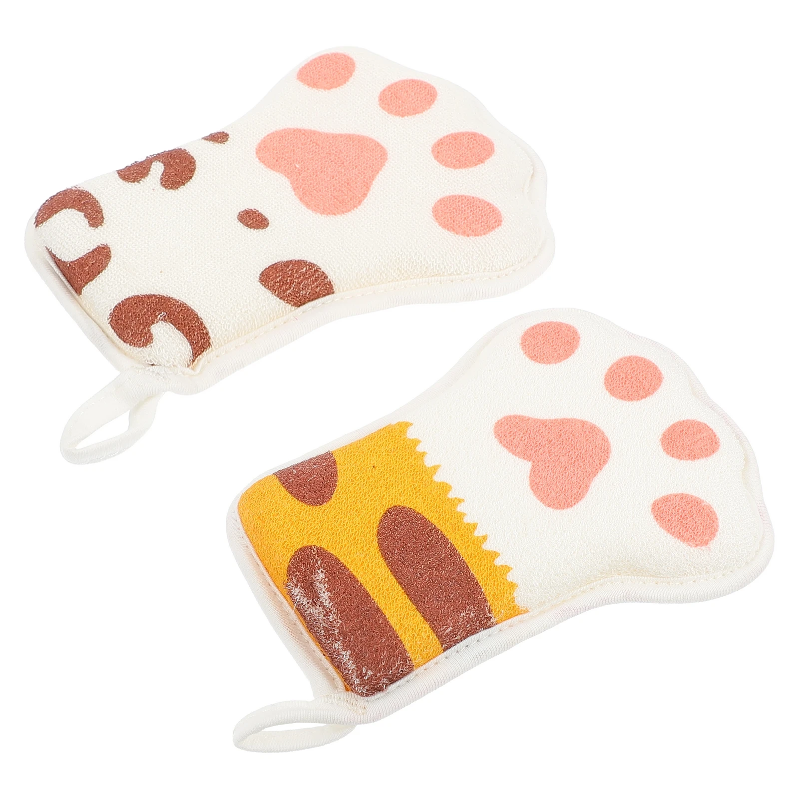 2 stuks babybadje spons kinderhanddoek pasgeboren cartoon luipaardprint scrubber veilig materiaal peeling leuk badtijd accessoires