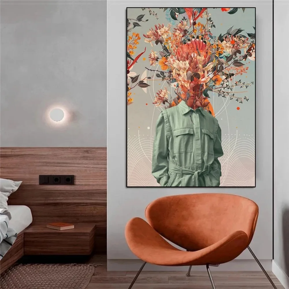Fashion Magazine Modern Abstract Flower Face Posters and Prints Unique Multicolor Canvas Painting Home Room Decoration Aesthetic