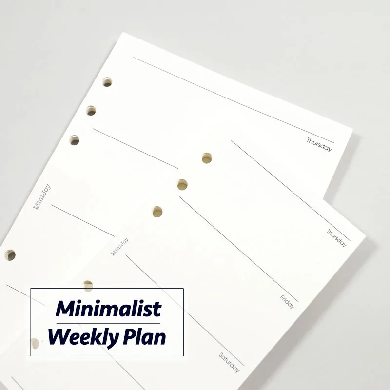 Minimalist Ledger Loose Leaf Paper A6A7 40 Sheets of Matching Version Weekly Plan Chip Replacement Schedule Inner Page