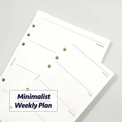 Minimalist Ledger Loose Leaf Paper A6A7 40 Sheets of Matching Version Weekly Plan Chip Replacement Schedule Inner Page