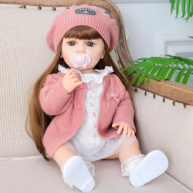 55cm Reborn Baby Doll 22 inch Full Body Silicone Waterproof Toddler Girl Doll Princess Lifelike Sof Touch Toy Christmas Gift