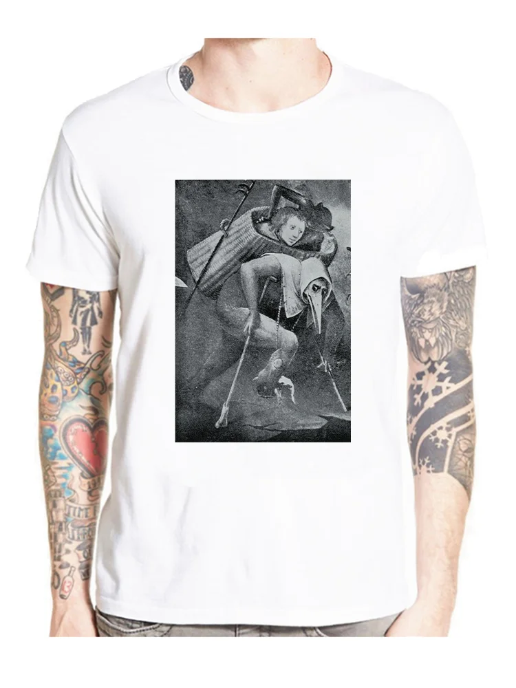 Loose white Men T-shirt Homme Tees Hieronymus Bosch Last Judgement Detail Medieval Art Apocalypse women T Shirt  kids tees tops