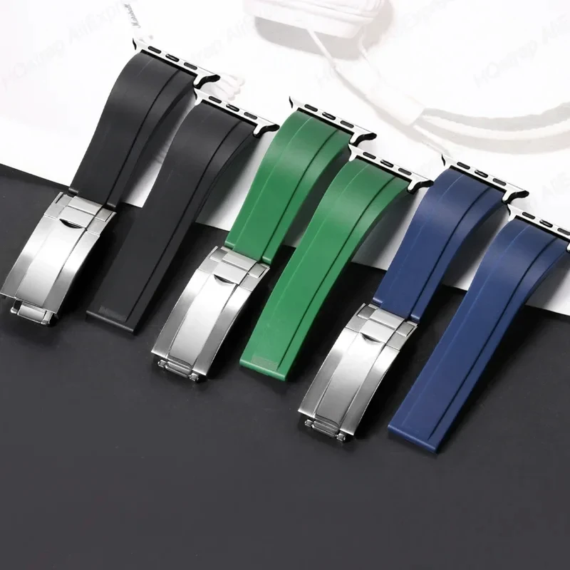 المطاط حزام ل سوار ساعة يد آبل 44 مللي متر 40 مللي متر 45 مللي متر 41 مللي متر 38 مللي متر 42 مللي متر سوار ل Iwatch سلسلة 7 8 6 SE 5 4 حزام الملحقات