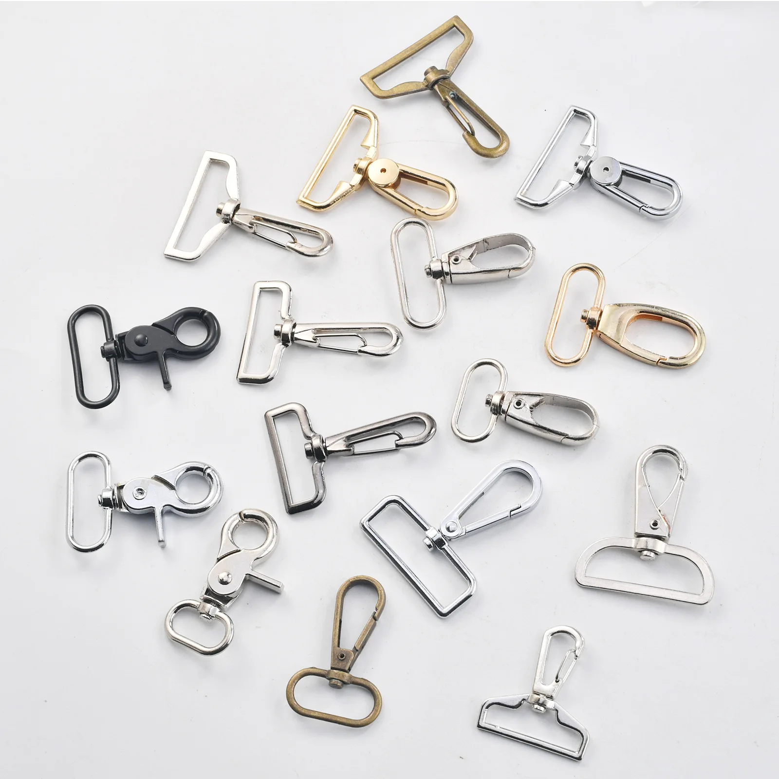Cross-border hot selling zinc alloy hook buckle fish mouth buckle bag hardware round tail small plate buckle square tail rotatin