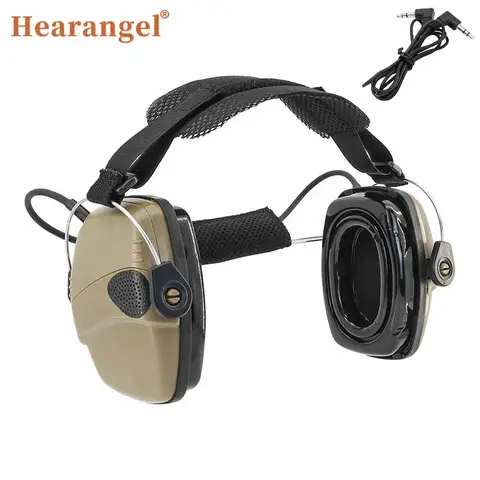 Hearangel 후면 장착 헤드밴드, 젤 이어 쿠션, 전자 청력 보호, 픽업 야외 사냥 헤드폰