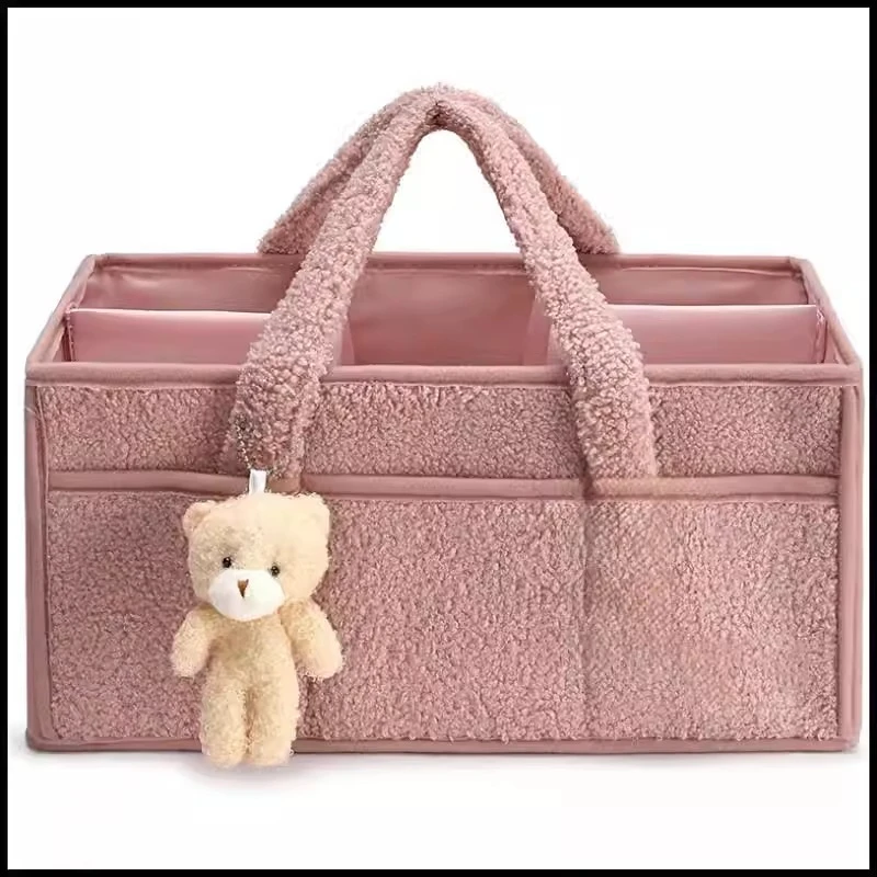 Plush baby diaper storage bag, diaper storage bag.