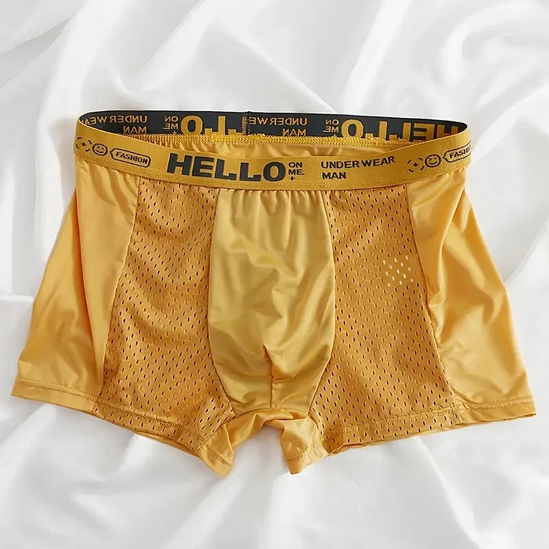 

1 шт. Хит продаж: мужские трусы-боксеры из ледяного шелка, дышащие сетчатые, мягкие, быстросохнущие, комфортные, антибактериальные